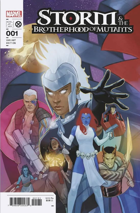 The Phil Noto variant cover for STORM & THE BROTHERHOOD #1, showing the whole Brotherhood in action.