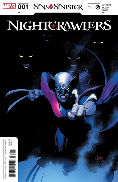 The cover of NIGHTCRAWLERS #1 by Leinil Yu, showing Kurt-Laura hybrid "Wagnerine" lunging for the reader.