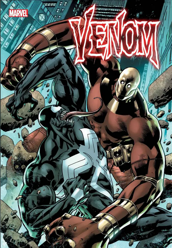 The cover for Venom 19 - art by Bryan Hitch.