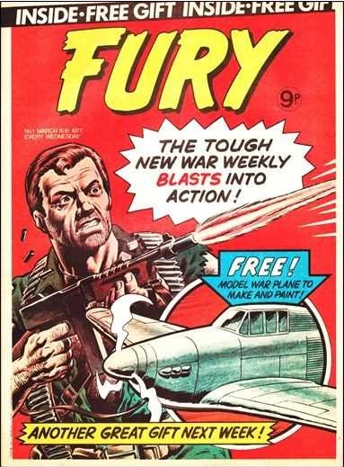 The cover for FURY #1... the UK reprint version from 1977, with cover art by Dave Gibbons.