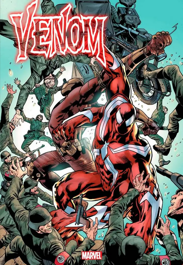 The cover for VENOM #22, by Bryan Hitch.