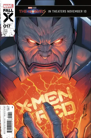 Cover for X-MEN RED #17 by Stefano Caselli, featuring Apocalypse looking menacing and holding a glowing representation of Mars.