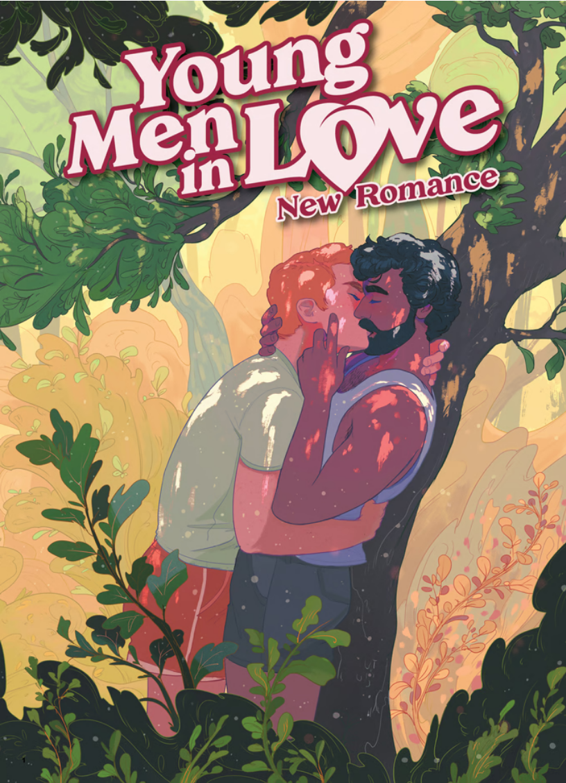 The Kickstarter-Exclusive cover for YOUNG MEN IN LOVE: NEW ROMANCE, by Ricardo Bessa, showing a pair of the aforementioned young men in love.