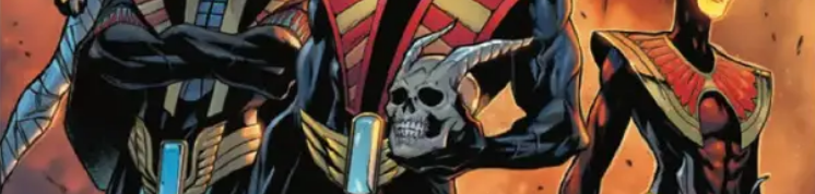 Close-up detail of the cover of X-Men Red 16, showing Ironfire's skull.